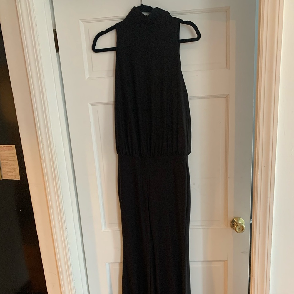 Black High Neck, Wide Leg Romper